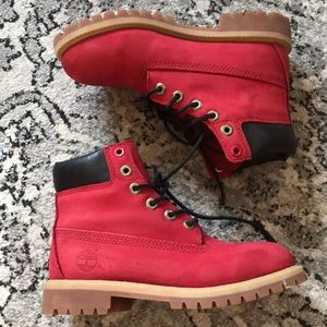 Big Kids Red Timberland Boots
